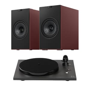 Kef Coda Wireless Burgundy + Rega planar 1
