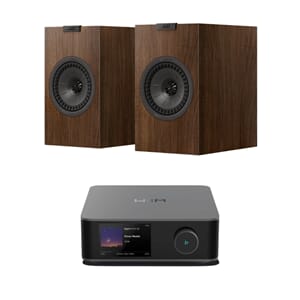 KEF Q1 Meta valnøtt + WIIM amp Ultra