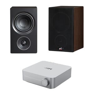 Wiim Amp Sølv + PSB Alpha P3 walnut