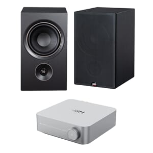 Wiim Amp Sølv + PSB Alpha P5 sort