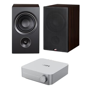 Wiim Amp Sølv + PSB Alpha P5 Walnut